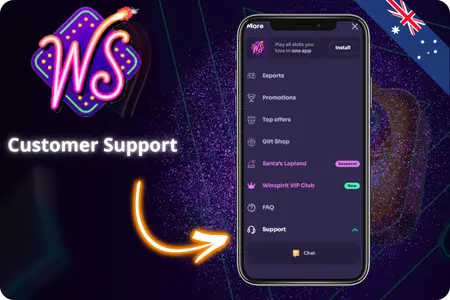 WinSpirit Casino app customer support menu